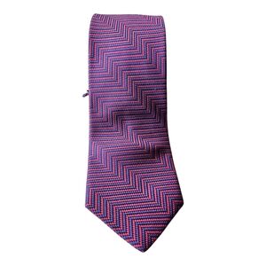 Ted Baker Italian Silk Neck Tie Chevron Purple Pink Designer Careerwear Office